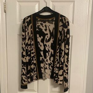 NIC+ZOE Black and Cream Animal Print Cardigan